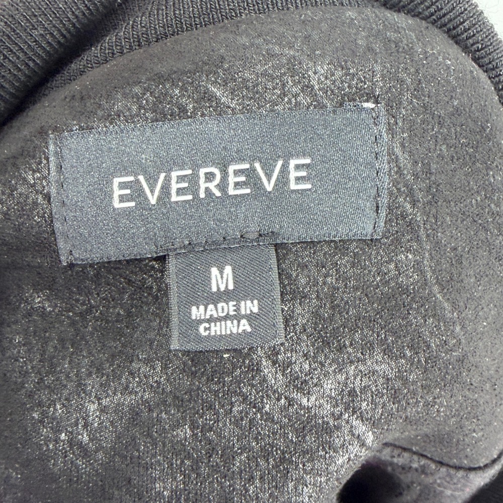 Evereve Aviator Black Faux Leather Cropped Bomber Jacket M Snap Front Rib Trim - Picture 4 of 5